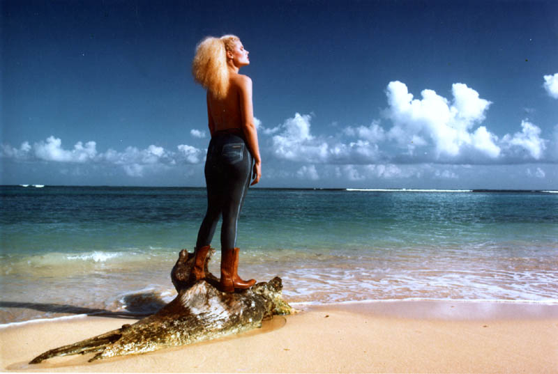 On Ursula Andress Jamaican beach James Bond style